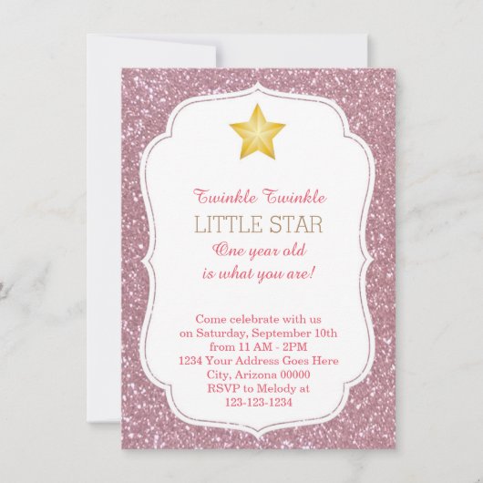 Twinkle Twinkle Little Star Birthday Invitation Kaart (Voorkant)
