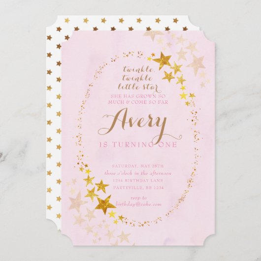 Twinkle Twinkle Little Star Birthday Invitation Kaart (Voorkant / Achterkant)