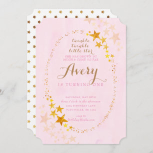 Twinkle Twinkle Little Star Birthday Invitation Kaart