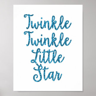 Twinkle Twinkle Little Star Blauwe Glitters Poster