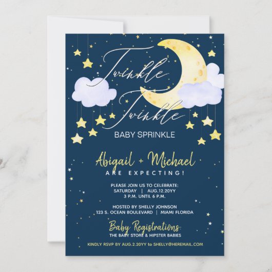 Twinkle Twinkle Little Star Blue Baby Boy Shower Kaart (Voorkant)