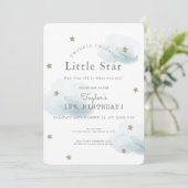 Twinkle Twinkle Little Star Blue Birthday Kaart (Staand voorkant)