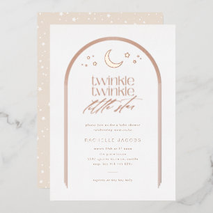 Twinkle Twinkle Little Star Boog Baby Shower Roze Folie Uitnodiging