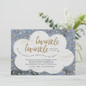 Twinkle Twinkle Little Star Boys Blauw Baby shower Bedankkaart (Staand voorkant)
