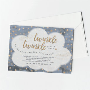 Twinkle Twinkle Little Star Boys Blauw Baby shower Bedankkaart
