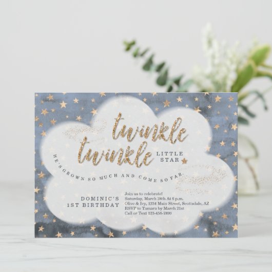 Twinkle Twinkle Little Star Boys eerste verjaardag Kaart (Staand voorkant)