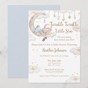 Twinkle Twinkle Little Star Bunny Baby shower Kaart
