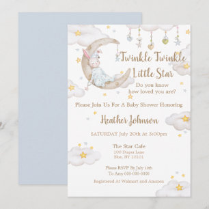 Twinkle Twinkle Little Star Bunny Baby shower Kaart