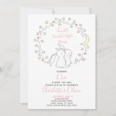 Twinkle Twinkle Little Star Bunny Twins 1st Party Kaart (Voorkant)