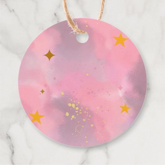 Twinkle Twinkle Little Star Custom Roze Bedankjes Labels (Achterkant)