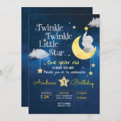 Twinkle Twinkle Little star Eerste verjaardag Invi Kaart (Voorkant / Achterkant)