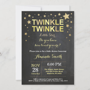 Twinkle Twinkle Little Star Gele Baby Shower Kaart