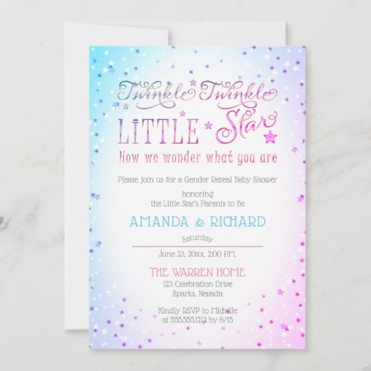 Twinkle Twinkle Little Star Gender Reeft Shower Kaart (Voorkant)