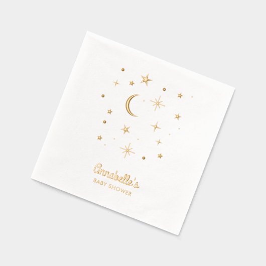 Twinkle Twinkle Little Star Gold Baby shower Folie Servetten (Links)