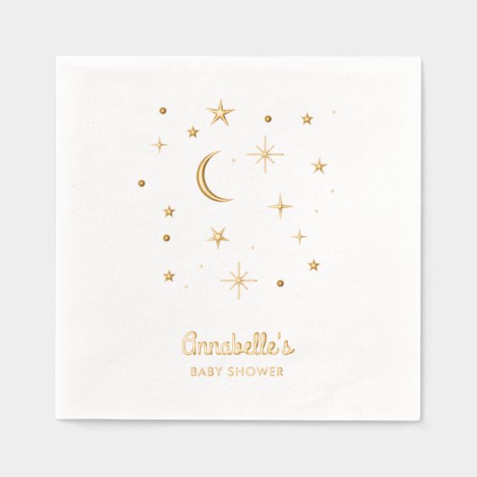 Twinkle Twinkle Little Star Gold Baby shower Folie Servetten (Voorkant)