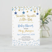Twinkle Twinkle Little Star Gold Blue Sparkle Baby Kaart (Staand voorkant)