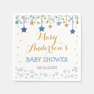 Twinkle Twinkle Little Star Gold Blue Sparkle Baby Servet