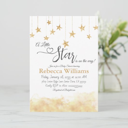 Twinkle Twinkle Little Star Gold Cloud Baby shower Kaart (Staand voorkant)
