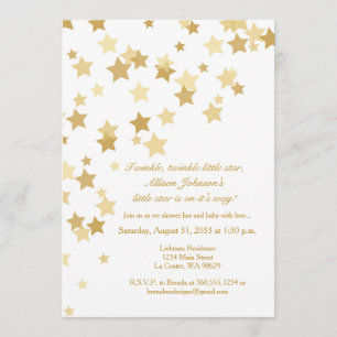 Twinkle Twinkle Little Star Gold Invitation Kaart