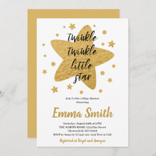 Twinkle Twinkle Little Star Gold Stars Baby shower Kaart