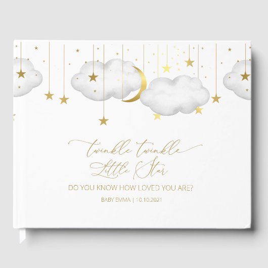 Twinkle Twinkle Little Star Guestbook, Moon Clouds Gastenboek (Voorkant)