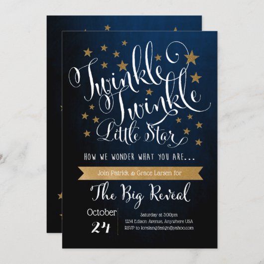 Twinkle Twinkle Little Star Invitation (Devant / Derrière)