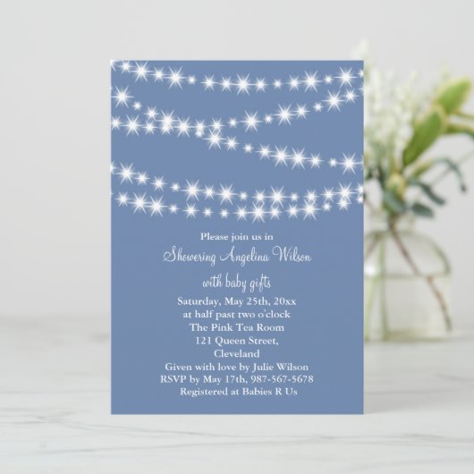 Twinkle Twinkle Little Star Invitation (blauw) Kaart (Staand voorkant)