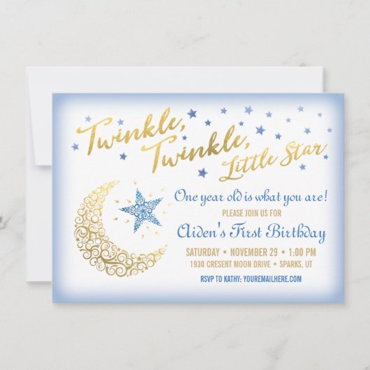 Twinkle Twinkle Little Star Invitation d'anniversa (Devant)