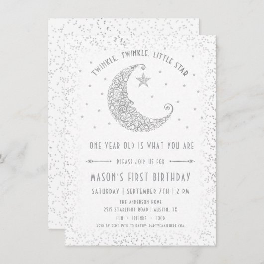 Twinkle Twinkle Little Star Invitation d'anniversa (Devant / Derrière)