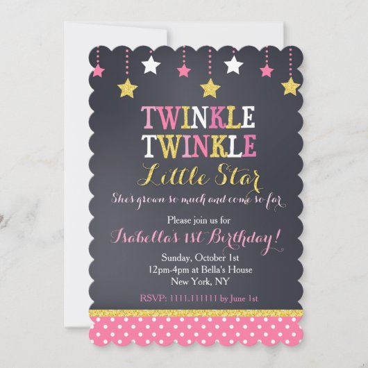 Twinkle Twinkle Little Star Invitation d'anniversa (Devant)