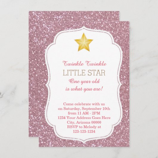 Twinkle Twinkle Little Star Invitation d'anniversa (Devant / Derrière)