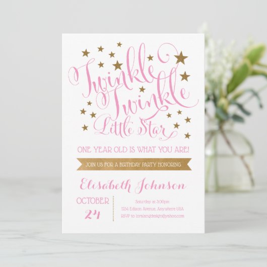 Twinkle Twinkle Little Star Invitation d'anniversa (Debout devant)