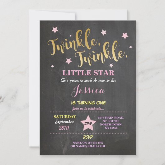 Twinkle Twinkle Little Star Invitation de fête d'a (Devant)