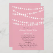 Twinkle Twinkle Little Star Invitation (roze) Kaart (Voorkant / Achterkant)