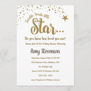 Twinkle Twinkle Little Star Neutral Shower Invite Kaart