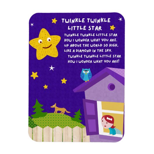 Twinkle Twinkle Little Star Nursery Rhyme Magnet Magneet (Verticaal)