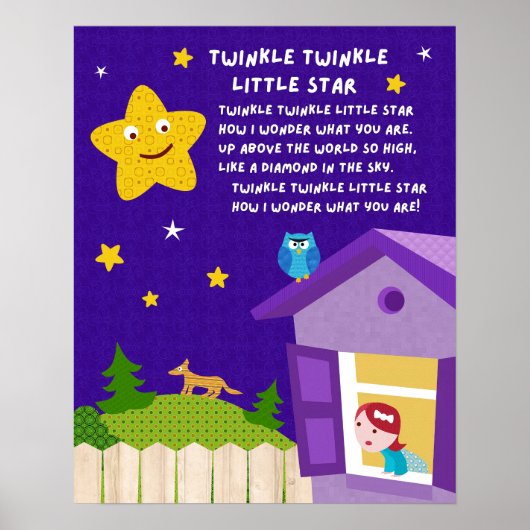 Twinkle Twinkle Little Star Nursery Rhyme Poster (Voorkant)
