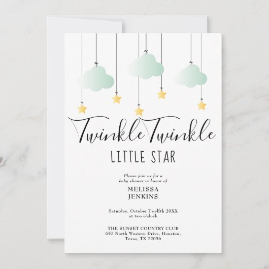 Twinkle Twinkle Little Star QR Code Baby shower Kaart (Voorkant)
