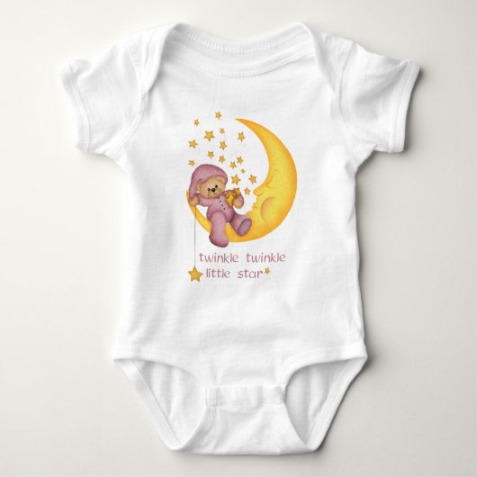 Twinkle Twinkle Little Star (roze) Baby Romper (Voorkant)