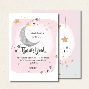 Twinkle Twinkle Little Star Roze Waterverfspatten Bedankkaart