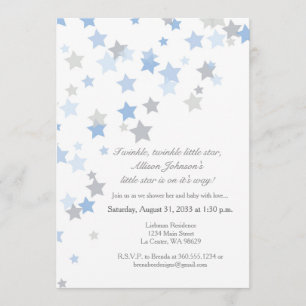 Twinkle Twinkle Little Star Silver Invitation Kaart
