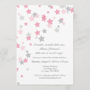 Twinkle Twinkle Little Star Silver Invitation Kaart