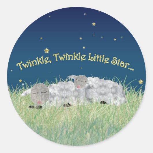 Twinkle Twinkle Little Star Slapen Schaap Ronde Sticker (Voorkant)