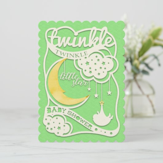 Twinkle Twinkle Little Star Uitsnijding Uitnodigin Kaart (Staand voorkant)
