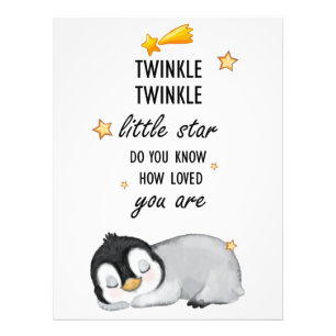 Twinkle, Twinkle Little Star voor Sleep Penguin Foto Afdruk