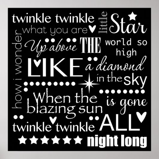 Twinkle Twinkle Little Star Word Art Poster (Voorkant)