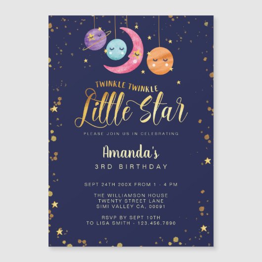 Twinkle Twinkle Little Stars & planets Birthday (Voorkant)