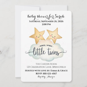 Twinkle, Twinkle Little Twins Baby Shower Uitnodig Kaart