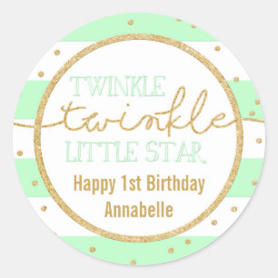 Twinkle Twinkle Mint en Gold Verjaardag Sticker