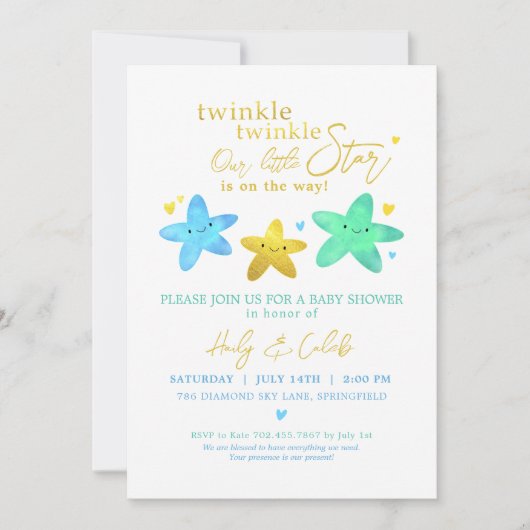 Twinkle Twinkle Ons kleine Star-Baby shower Kaart (Voorkant)